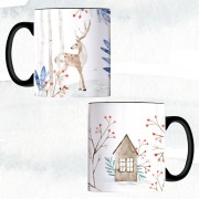 Black Handed Mug-Winter Watercolour